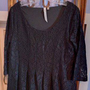Fit and Flare Scoop Neck Little Black Stretch Lace Dress Size L